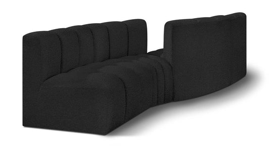 Meridian Furniture - Arc Black Boucle Fabric Modular Sofa - 4Pc - 102Black-S4A veiw 1
