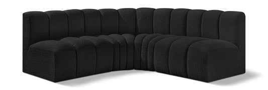 Meridian Furniture - Arc Black Boucle Fabric Modular Sofa - 4Pc - 102Black-S4B veiw 1