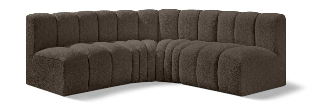 Meridian Furniture - Arc Brown Boucle Fabric Modular Sofa - 4Pc - 102Brown-S4B veiw 1