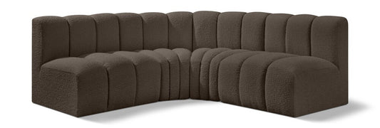 Meridian Furniture - Arc Brown Boucle Fabric Modular Sofa - 4Pc - 102Brown-S4B veiw 1