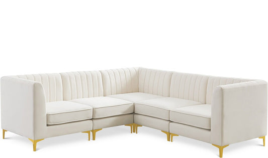 Meridian Furniture - Alina Cream Velvet Modular Sectional - 5Pc - 604Cream-Sec5C veiw 1