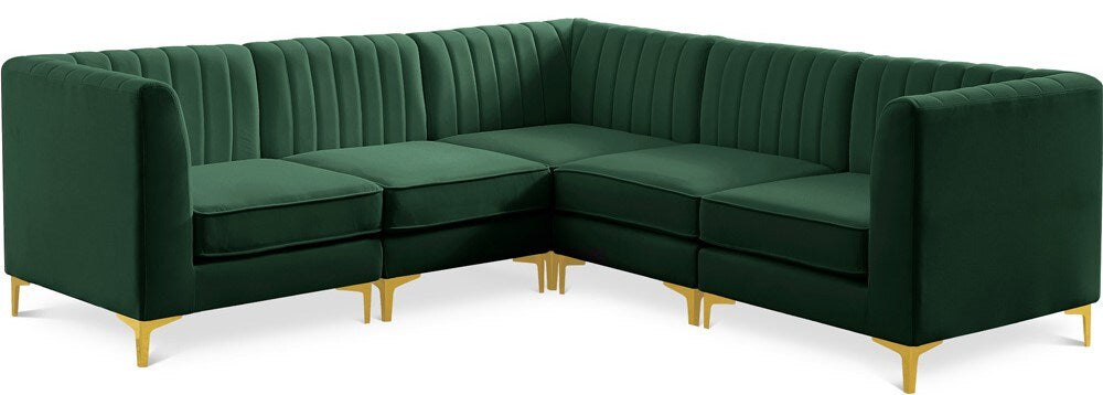 Meridian Furniture - Alina Green Velvet Modular Sectional - 5Pc - 604Green-Sec5C veiw 1