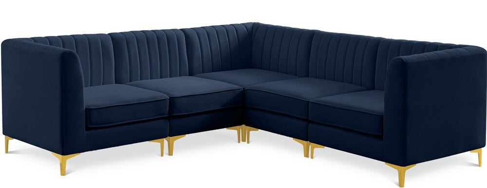 Meridian Furniture - Alina Navy Velvet Modular Sectional - 5Pc - 604Navy-Sec5C veiw 1