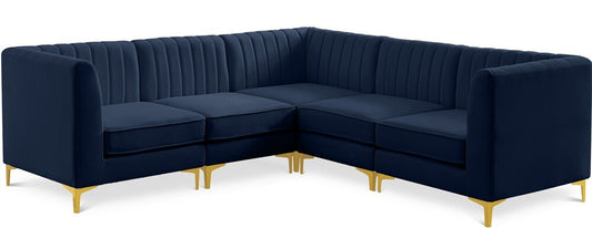 Meridian Furniture - Alina Navy Velvet Modular Sectional - 5Pc - 604Navy-Sec5C veiw 1
