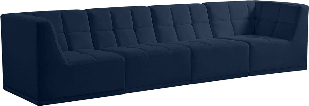 Meridian Furniture - Relax Navy Velvet Modular Sofa - 4Pc - 650Navy-S128 veiw 1