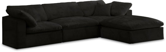 Meridian Furniture - Cozy Black Velvet Comfort Modular Sectional - 4Pc - 634Black-Sec4A veiw 1