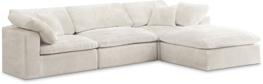 Meridian Furniture - Cozy Cream Velvet Comfort Modular Sectional - 4Pc - 634Cream-Sec4A veiw 1