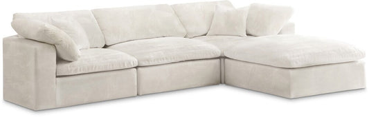 Meridian Furniture - Cozy Cream Velvet Comfort Modular Sectional - 4Pc - 634Cream-Sec4A veiw 1