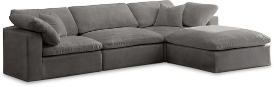 Meridian Furniture - Cozy Grey Velvet Comfort Modular Sectional - 4Pc - 634Grey-Sec4A veiw 1
