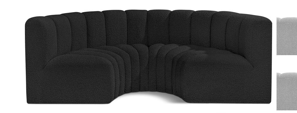 Meridian Furniture - Arc Black Boucle Fabric Modular Sofa - 4Pc - 102Black-S4C veiw 1