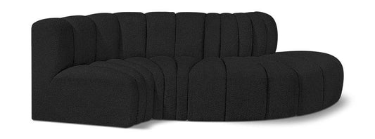 Meridian Furniture - Arc Black Boucle Fabric Modular Sofa - 4Pc - 102Black-S4D veiw 1