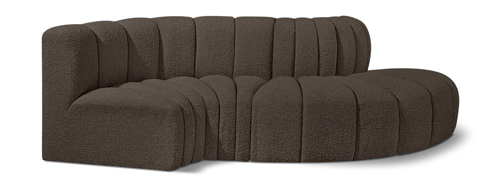 Meridian Furniture - Arc Brown Boucle Fabric Modular Sofa - 4Pc - 102Brown-S4D veiw 1