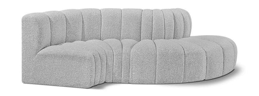 Meridian Furniture - Arc Grey Boucle Fabric Modular Sofa - 4Pc - 102Grey-S4D veiw 1