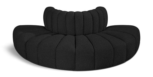 Meridian Furniture - Arc Black Boucle Fabric Modular Sofa - 4Pc - 102Black-S4G veiw 1
