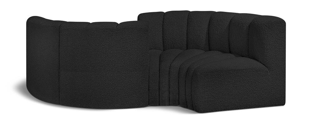 Meridian Furniture - Arc Black Boucle Fabric Modular Sofa - 4Pc - 102Black-S4F veiw 1