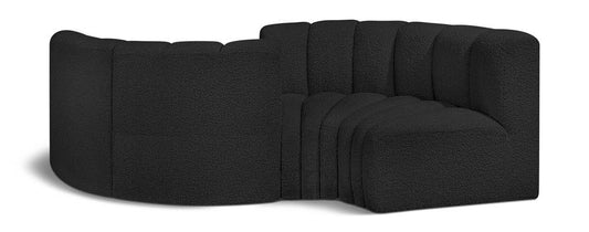 Meridian Furniture - Arc Black Boucle Fabric Modular Sofa - 4Pc - 102Black-S4F veiw 1