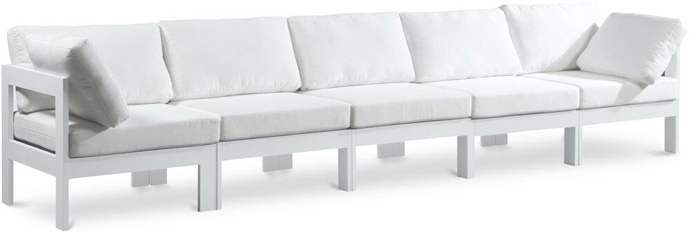 Meridian Furniture - Nizuc White Water Resistant Fabric Outdoor Patio Modular Sofa - 5Pc - 375White-S150A veiw 1