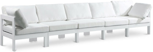 Meridian Furniture - Nizuc White Water Resistant Fabric Outdoor Patio Modular Sofa - 5Pc - 375White-S150A veiw 1