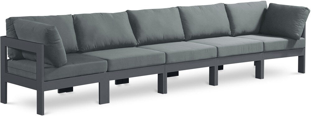 Meridian Furniture - Nizuc Grey Water Resistant Fabric Outdoor Patio Modular Sofa - 5Pc - 376Grey-S150A veiw 1