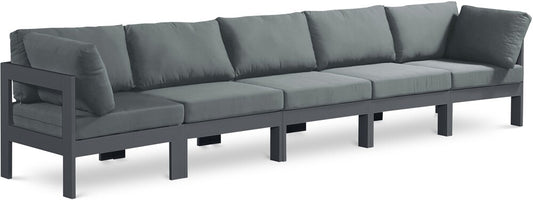Meridian Furniture - Nizuc Grey Water Resistant Fabric Outdoor Patio Modular Sofa - 5Pc - 376Grey-S150A veiw 1