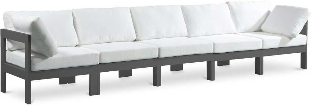 Meridian Furniture - Nizuc White Water Resistant Fabric Outdoor Patio Modular Sofa - 5Pc - 376White-S150A veiw 1