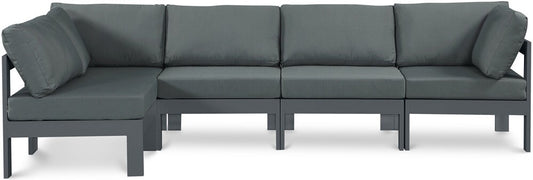 Meridian Furniture - Nizuc Grey Water Resistant Fabric Outdoor Patio Modular Sectional - 5Pc - 376Grey-Sec5C veiw 1
