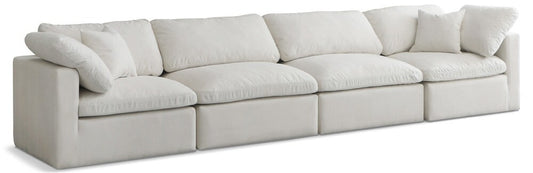 Meridian Furniture - Plush Cream Velvet Standard Comfort Modular Sofa - 4Pc - 602Cream-S140 veiw 1