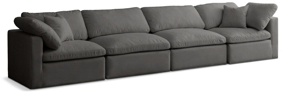 Meridian Furniture - Plush Grey Velvet Standard Comfort Modular Sofa - 4Pc - 602Grey-S140 veiw 1