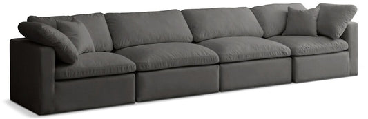 Meridian Furniture - Plush Grey Velvet Standard Comfort Modular Sofa - 4Pc - 602Grey-S140 veiw 1