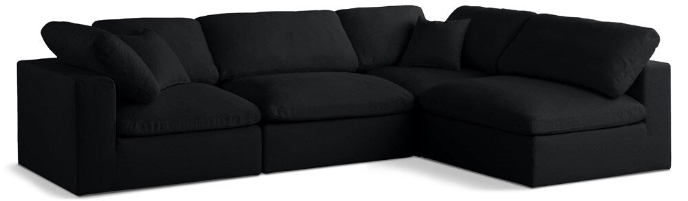Meridian Furniture - Plush Black Velvet Standard Comfort Modular Sectional - 4Pc - 602Black-Sec4B veiw 1