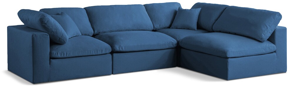 Meridian Furniture - Plush Navy Velvet Standard Comfort Modular Sectional - 4Pc - 602Navy-Sec4B veiw 1
