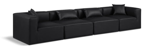 Meridian Furniture - Cube Black Vegan Leather Modular Sofa - 4Pc - 668Black-S144B veiw 1
