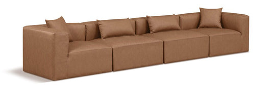 Meridian Furniture - Cube Brown Vegan Leather Modular Sofa - 4Pc - 668Brown-S144B veiw 1