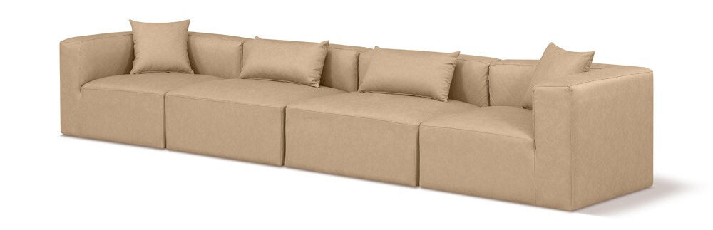 Meridian Furniture - Cube Tan Vegan Leather Modular Sofa - 4Pc - 668Tan-S144B veiw 1