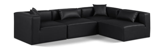 Meridian Furniture - Cube Black Vegan Leather Modular Sectional - 4Pc - 668Black-Sec4B veiw 1