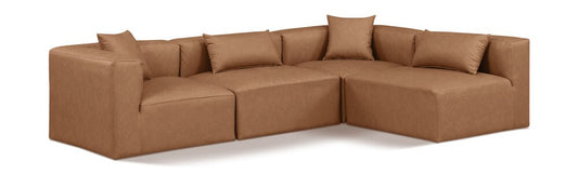 Meridian Furniture - Cube Brown Vegan Leather Modular Sectional - 4Pc - 668Brown-Sec4B veiw 1