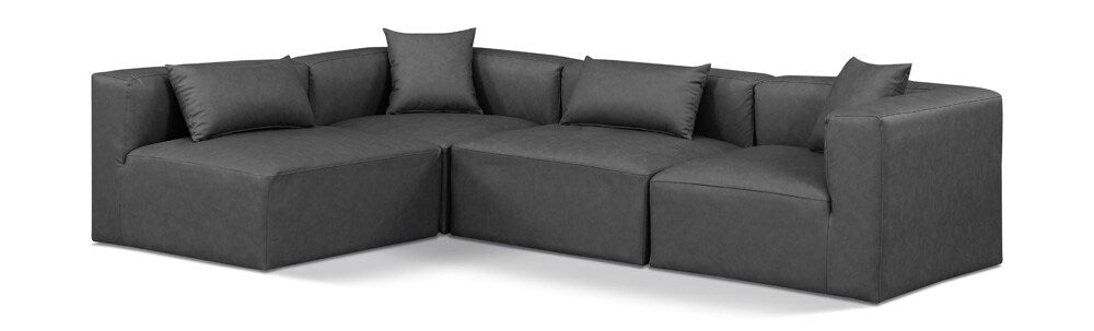 Meridian Furniture - Cube Charcoal Grey Vegan Leather Modular Sectional - 4Pc - 668Grey-Sec4B veiw 1