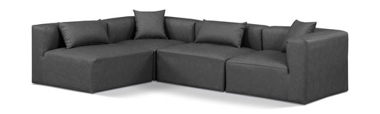 Meridian Furniture - Cube Charcoal Grey Vegan Leather Modular Sectional - 4Pc - 668Grey-Sec4B veiw 1