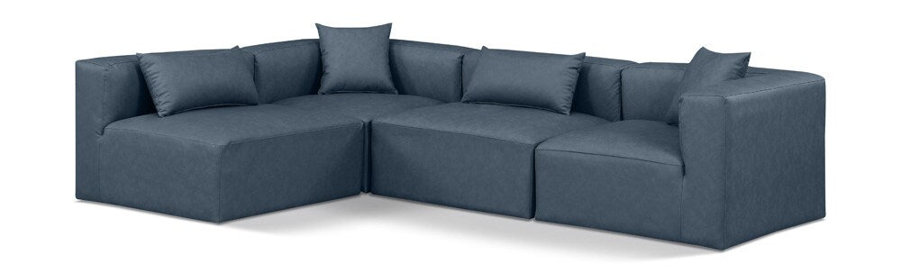 Meridian Furniture - Cube Navy Blue Vegan Leather Modular Sectional - 4Pc - 668Navy-Sec4B veiw 1