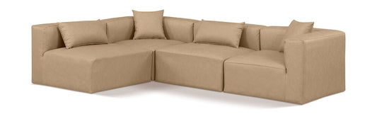 Meridian Furniture - Cube Tan Vegan Leather Modular Sectional - 4Pc - 668Tan-Sec4B veiw 1
