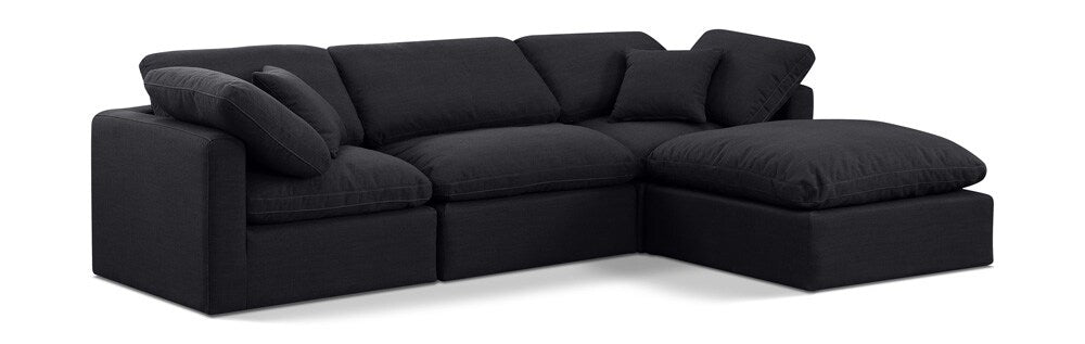 Meridian Furniture - Indulge Black Linen Textured Fabric Modular Sectional - 4Pc - 141Black-Sec4A veiw 1