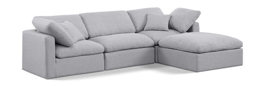 Meridian Furniture - Indulge Grey Linen Textured Fabric Modular Sectional - 4Pc - 141Grey-Sec4A veiw 1