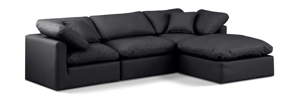 Meridian Furniture - Indulge Black Vegan Leather Modular Sectional - 4Pc - 146Black-Sec4A veiw 1