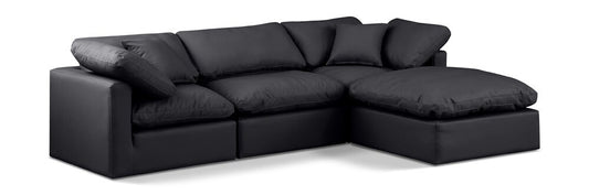Meridian Furniture - Indulge Black Vegan Leather Modular Sectional - 4Pc - 146Black-Sec4A veiw 1