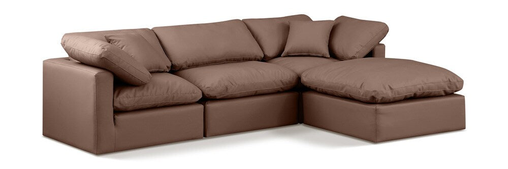 Meridian Furniture - Indulge Brown Vegan Leather Modular Sectional - 4Pc - 146Brown-Sec4A veiw 1