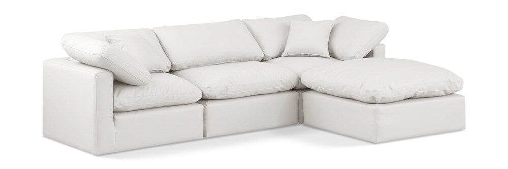 Meridian Furniture - Indulge Cream Vegan Leather Modular Sectional - 4Pc - 146Cream-Sec4A veiw 1