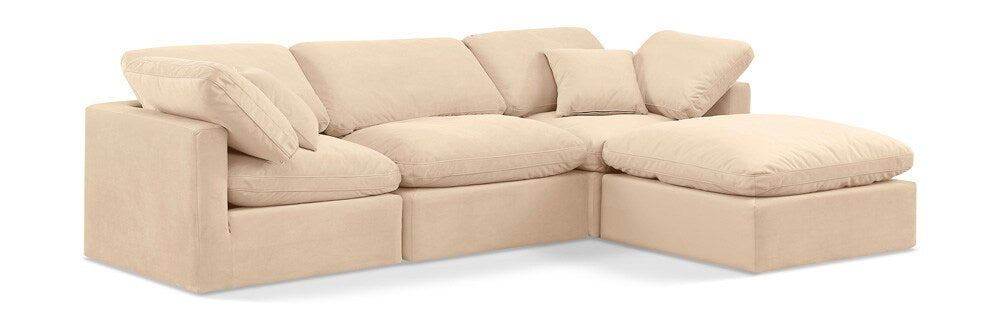 Meridian Furniture - Indulge Beige Velvet Modular Sectional - 4Pc - 147Beige-Sec4A veiw 1
