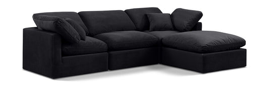 Meridian Furniture - Indulge Black Velvet Modular Sectional - 4Pc - 147Black-Sec4A veiw 1