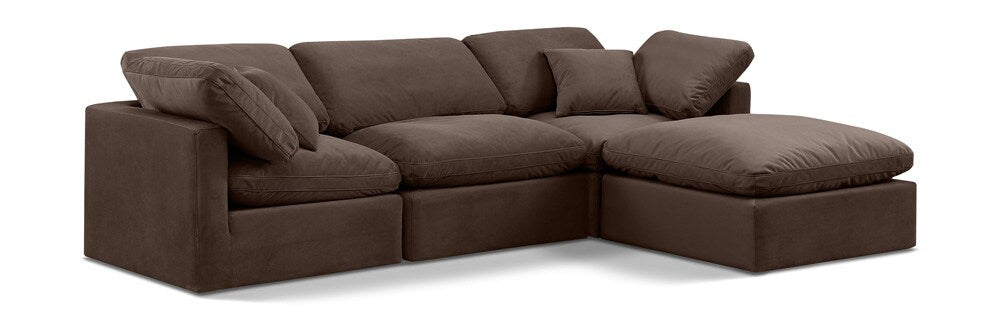 Meridian Furniture - Indulge Brown Velvet Modular Sectional - 4Pc - 147Brown-Sec4A veiw 1