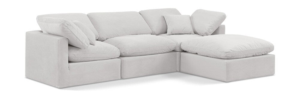 Meridian Furniture - Indulge Cream Velvet Modular Sectional - 4Pc - 147Cream-Sec4A veiw 1